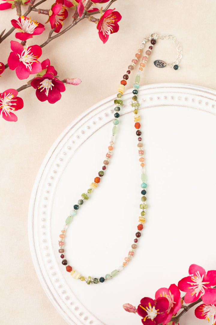 Revolution 17-19" Moonstone, Carnelian, Gossular Garnet Collage Necklace