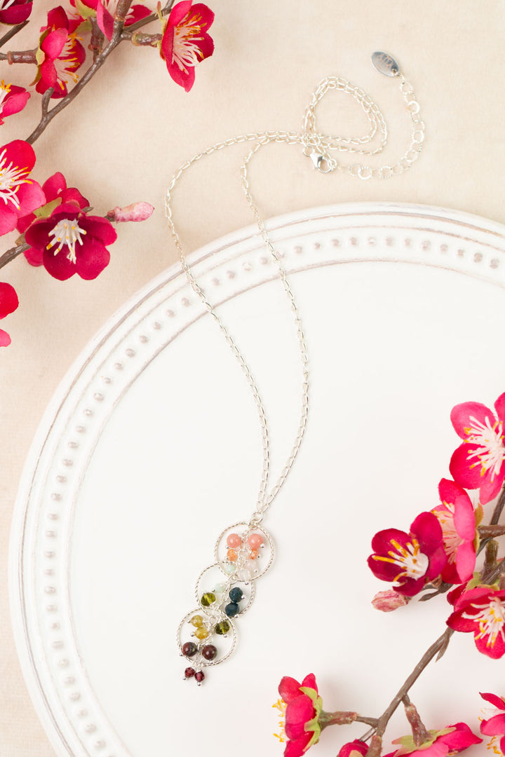 Revolution 18-20" Amazonite, Sunstone, Gossular Garnet Collage Necklace