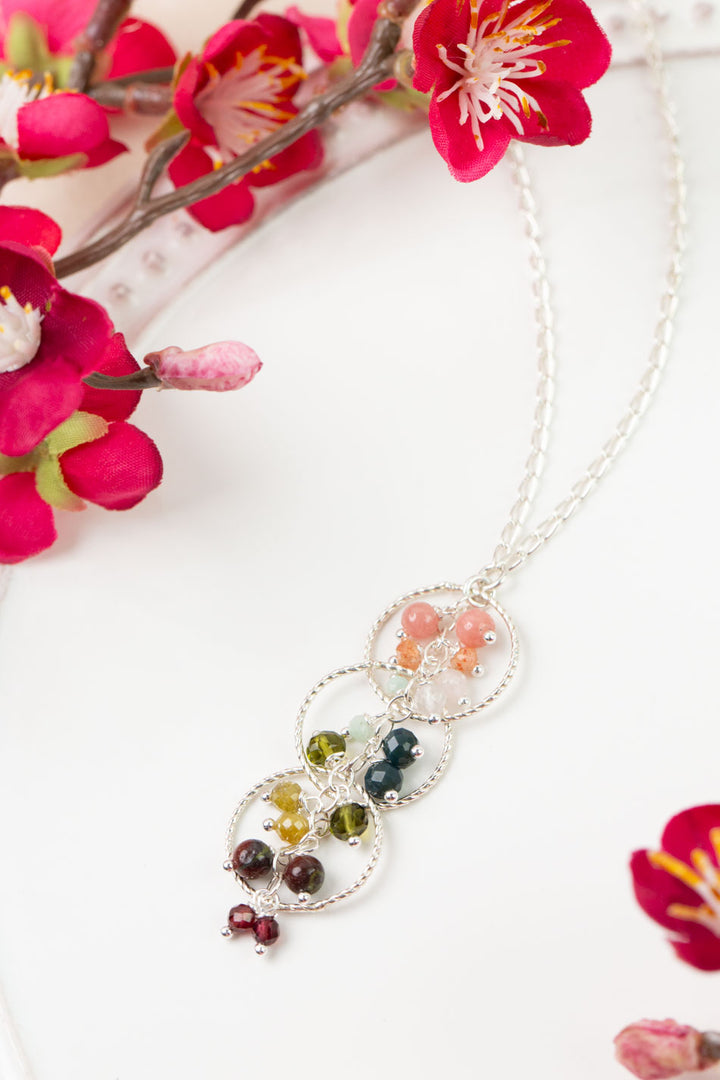Revolution 18-20" Amazonite, Sunstone, Gossular Garnet Collage Necklace