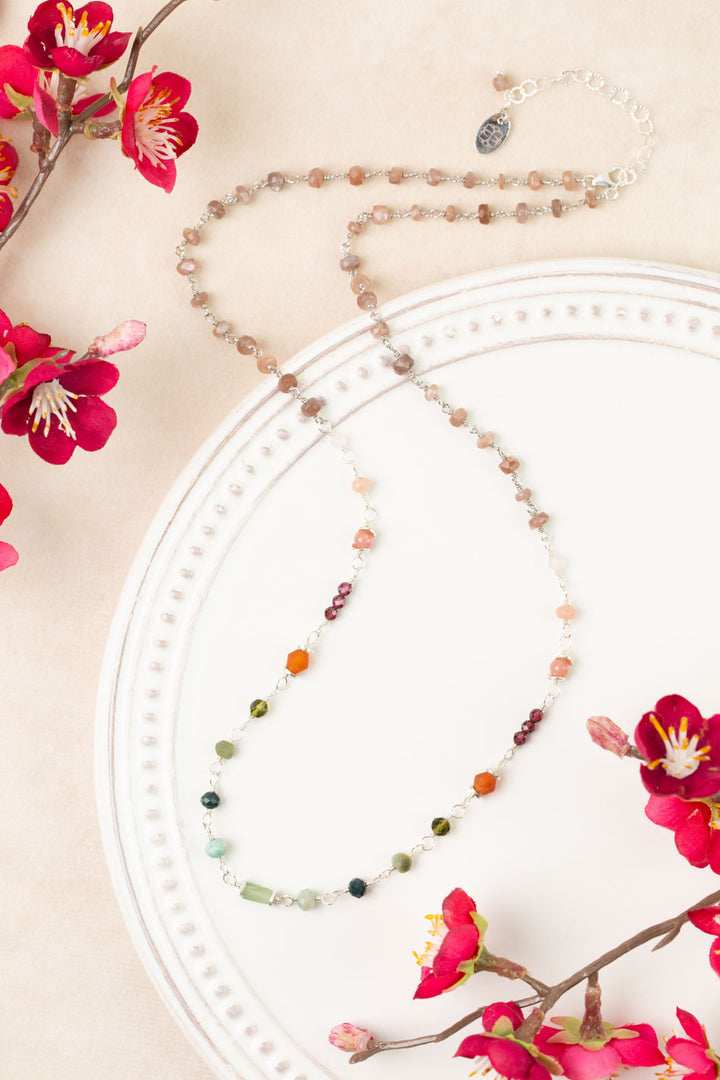 Revolution 22-24" Carnelian, Moonstone, Gossular Garnet Simple Necklace
