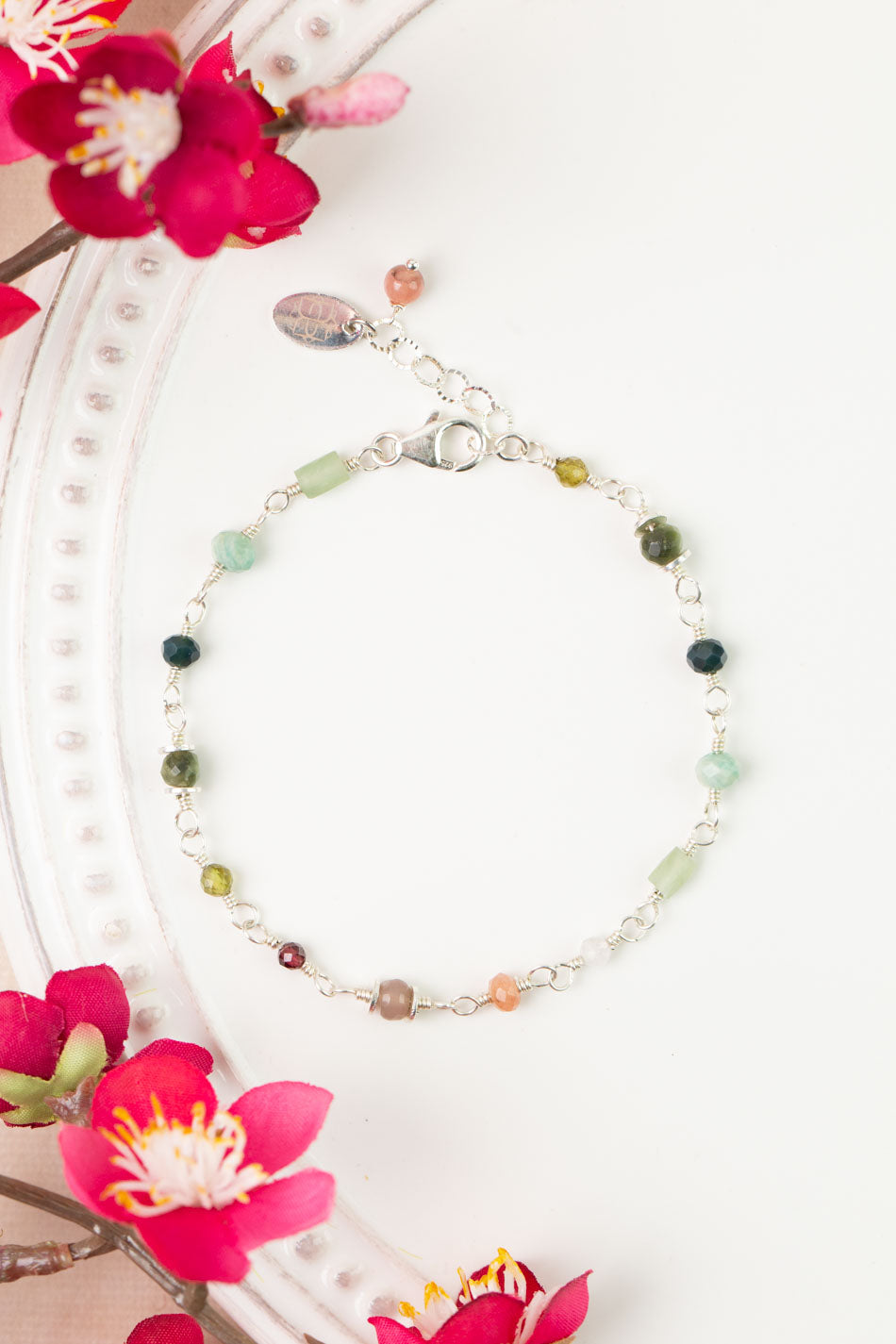 Revolution 7.5-8.5" Moonstone, Amazonite, Garnet Simple Bracelet