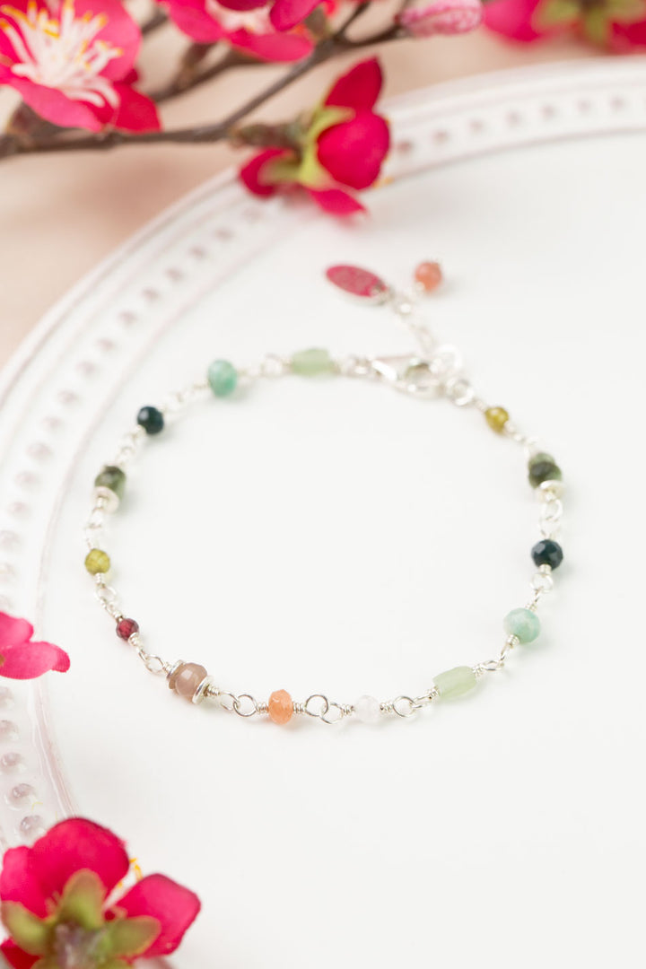 Revolution 7.5-8.5" Moonstone, Amazonite, Garnet Simple Bracelet