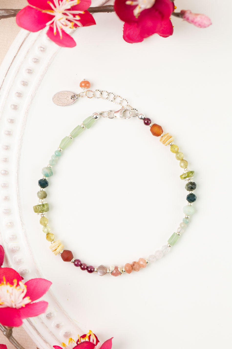 Revolution 7.5-8.5" Carnelian, Amazonite, Garnet Collage Bracelet