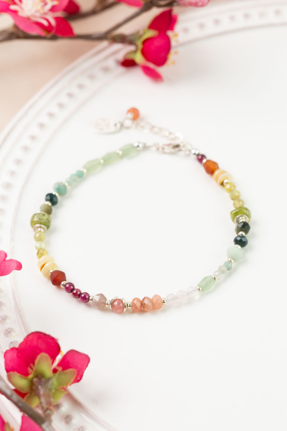 Revolution 7.5-8.5" Carnelian, Amazonite, Garnet Collage Bracelet