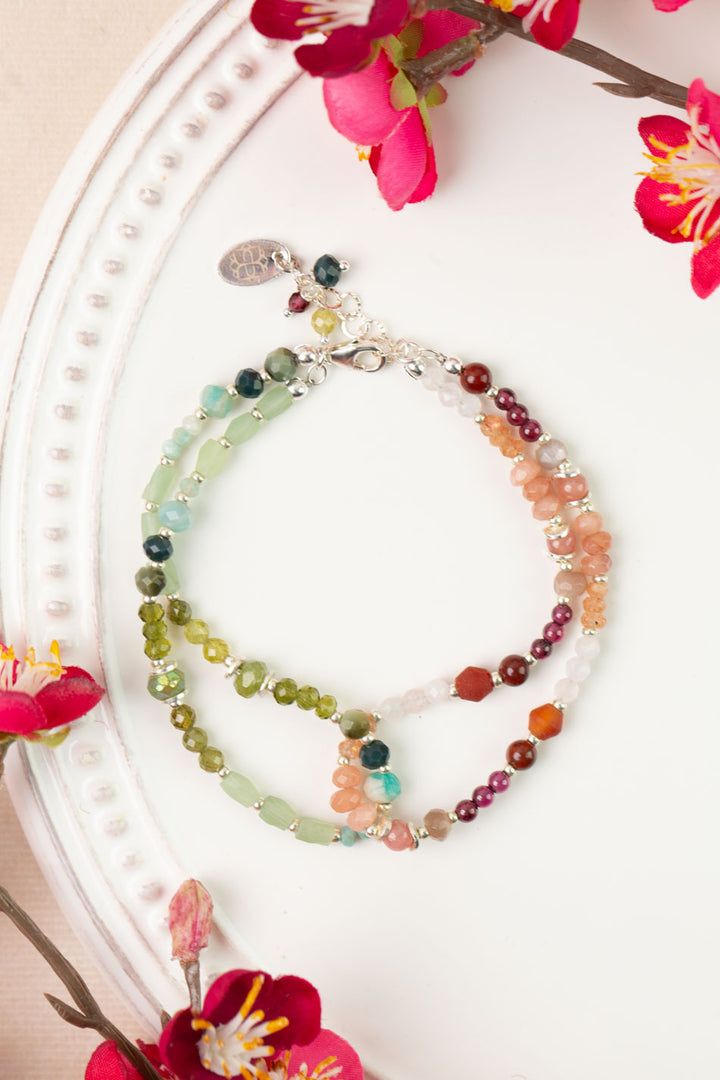 Revolution 7.5-8.5" Carnelian, Amazonite, Garnet Multistrand Bracelet