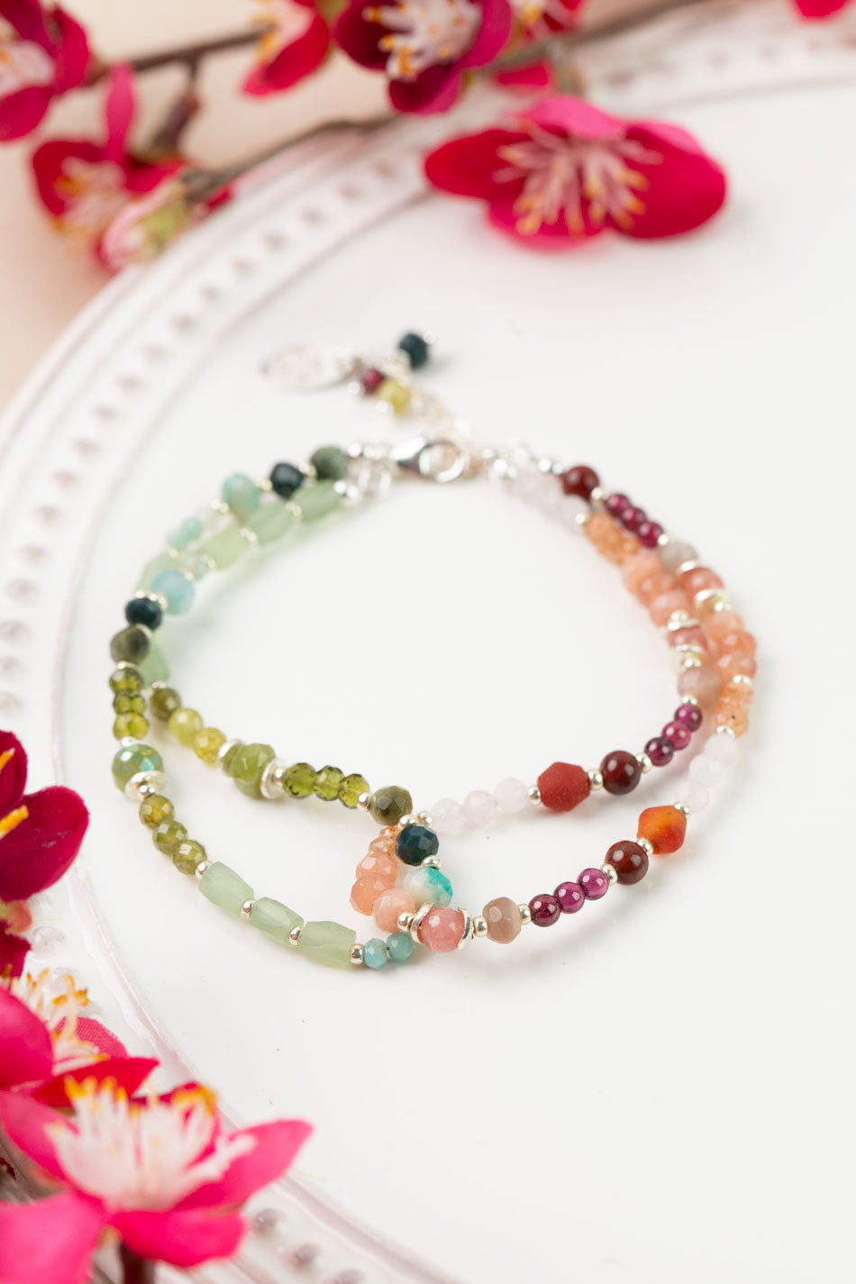 Revolution 7.5-8.5" Carnelian, Amazonite, Garnet Multistrand Bracelet