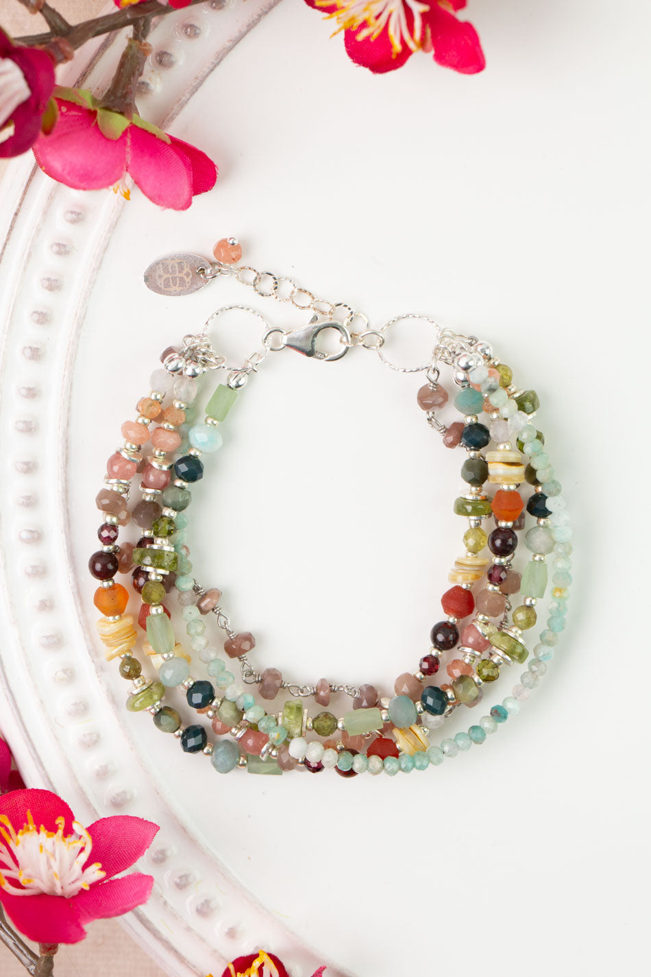 Revolution 7.5-8.5" Carnelian, Moonstone, Amazonite Multistrand Bracelet