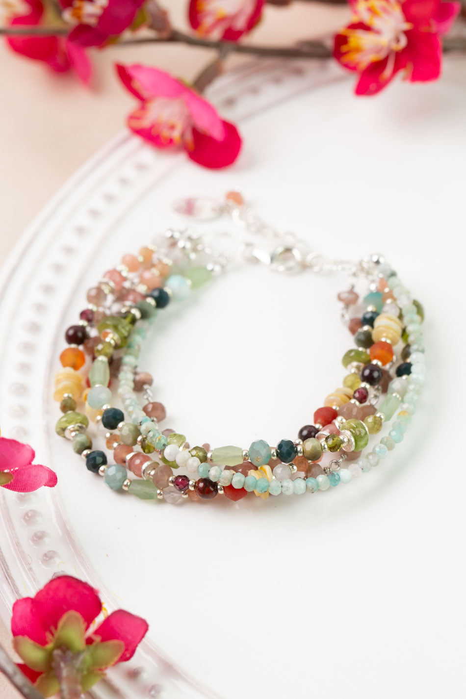 Revolution 7.5-8.5" Carnelian, Moonstone, Amazonite Multistrand Bracelet