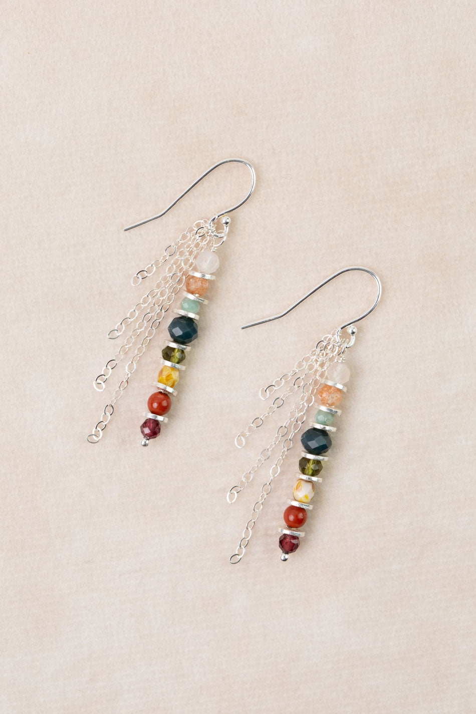 Revolution Jasper, Garnet, Amazonite Dangle Earrings