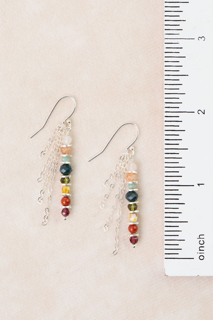 Revolution Jasper, Garnet, Amazonite Dangle Earrings