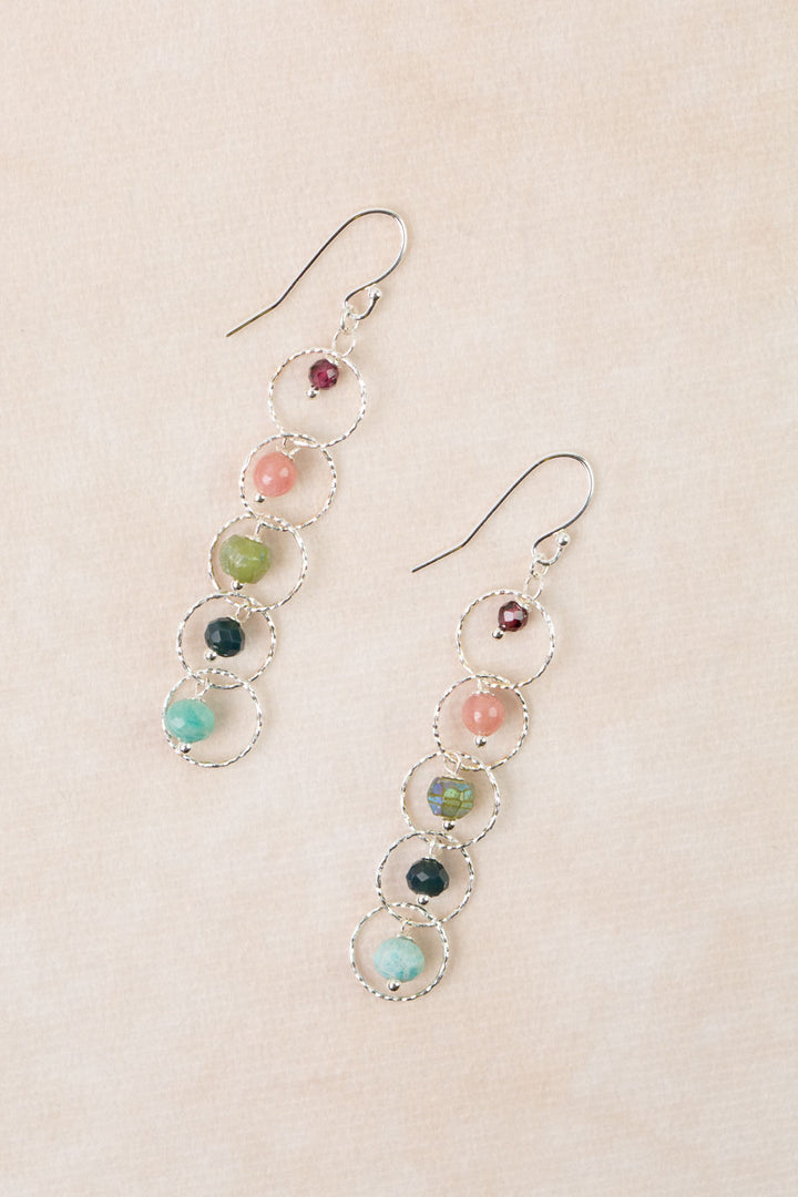 Revolution Jade, Garnet, Amazonite Dangle Earrings