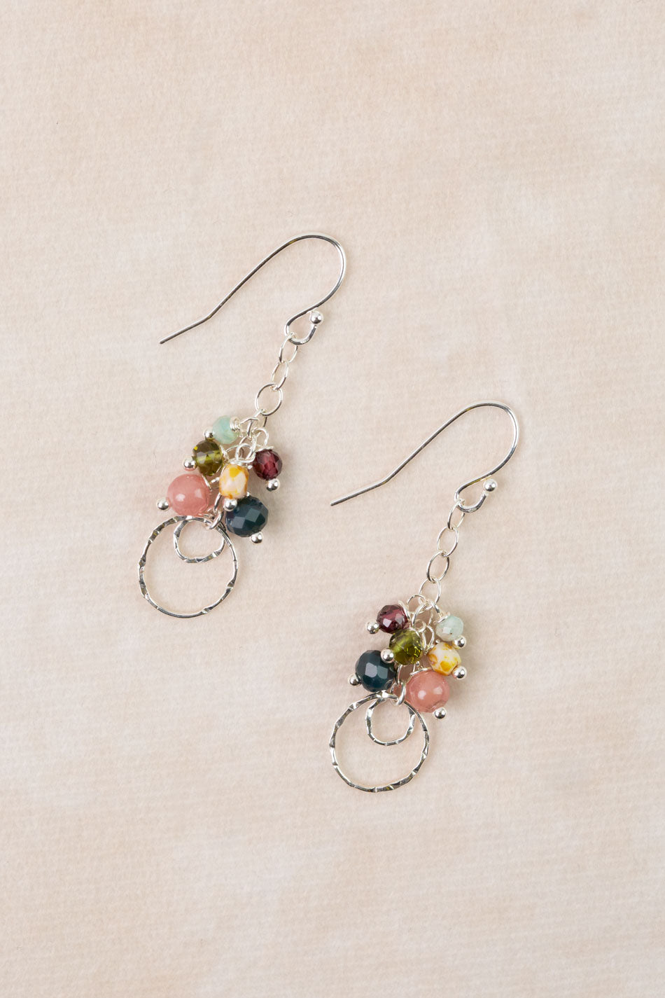Revolution Czech Glass, Garnet, Amazonite Cluster Earrings