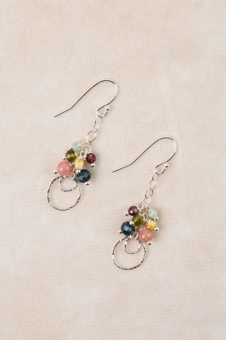 Revolution Czech Glass, Garnet, Amazonite Cluster Earrings