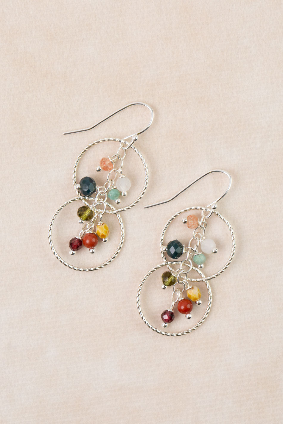 Revolution Jasper, Garnet, Amazonite Cluster Earrings