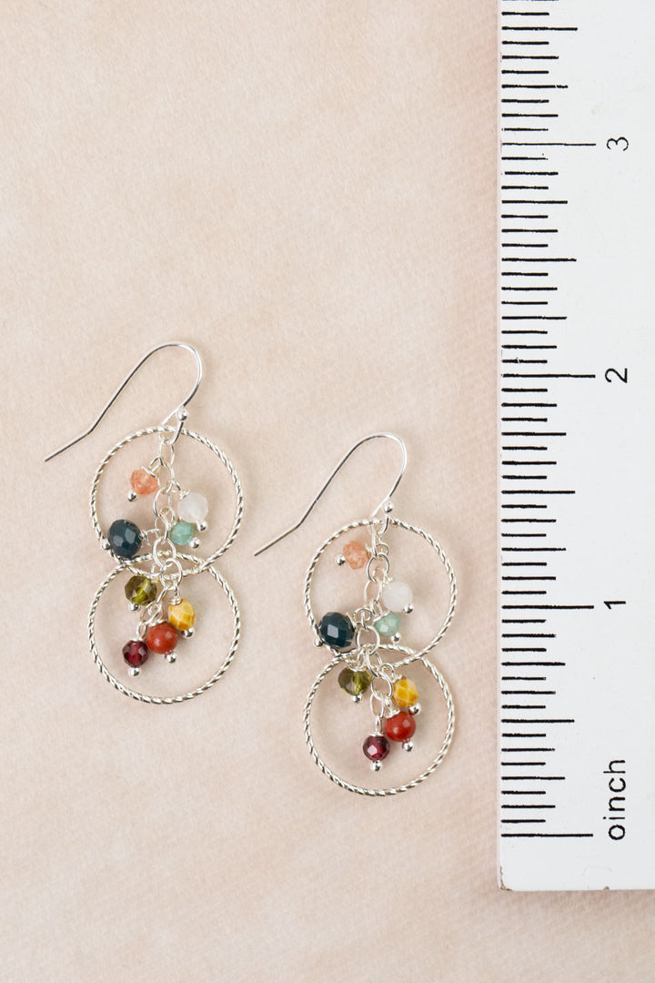 Revolution Jasper, Garnet, Amazonite Cluster Earrings