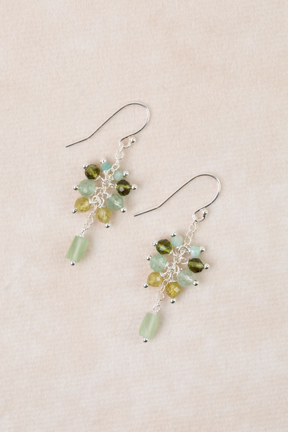 Revolution Amazonite, Gossular Garnet Cluster Earrings