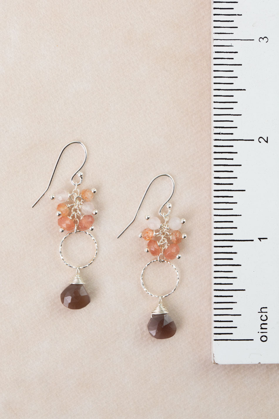 Revolution Sunstone, Moonstone, Rose Quartz Cluster Earrings