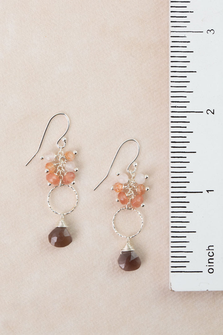 Revolution Sunstone, Moonstone, Rose Quartz Cluster Earrings
