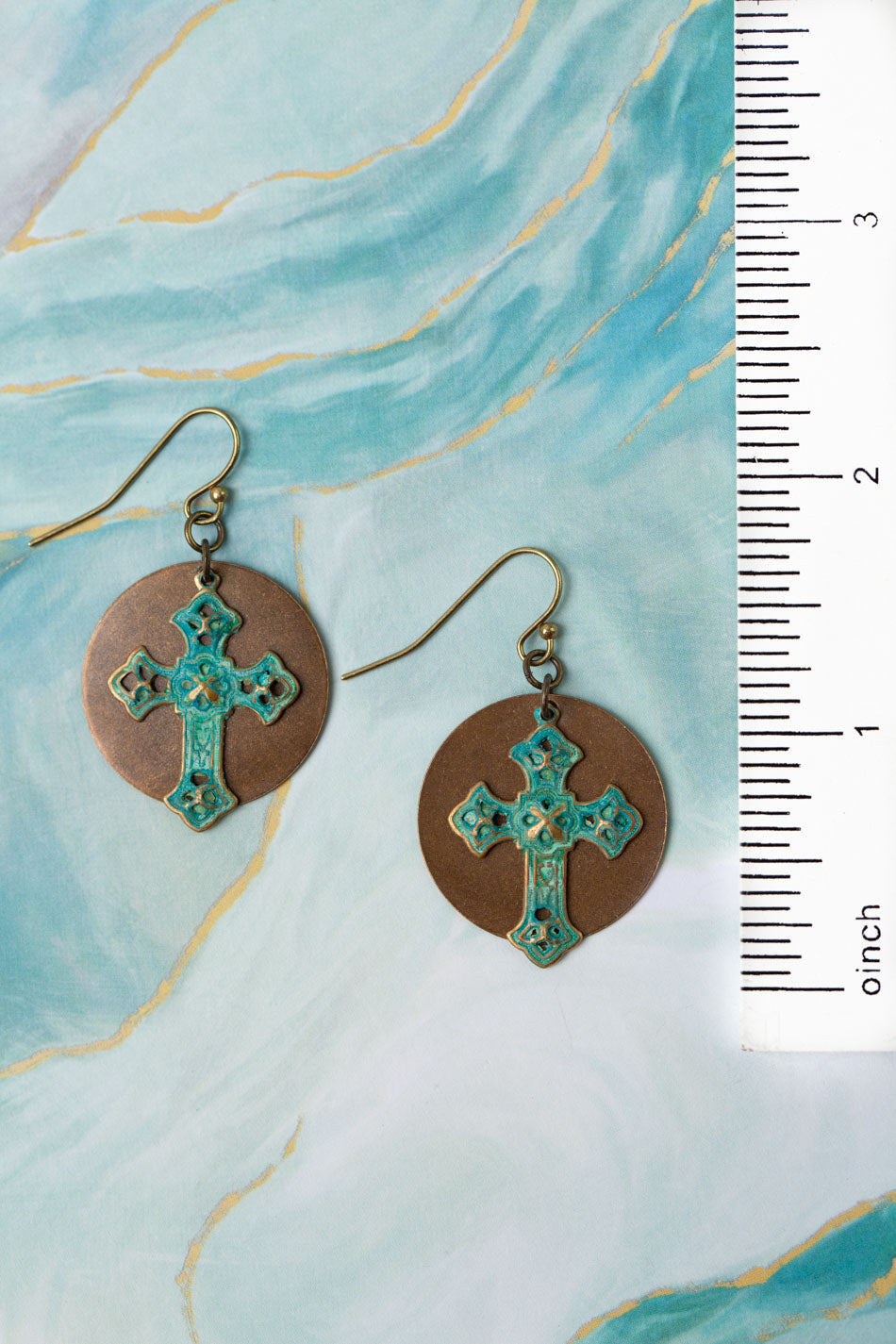 River Ridge Patina Cross Dangle Earrings
