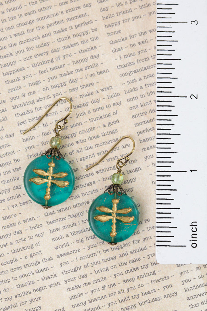 Rustic Creek Simple Czech Glass Dragonfly Earrings