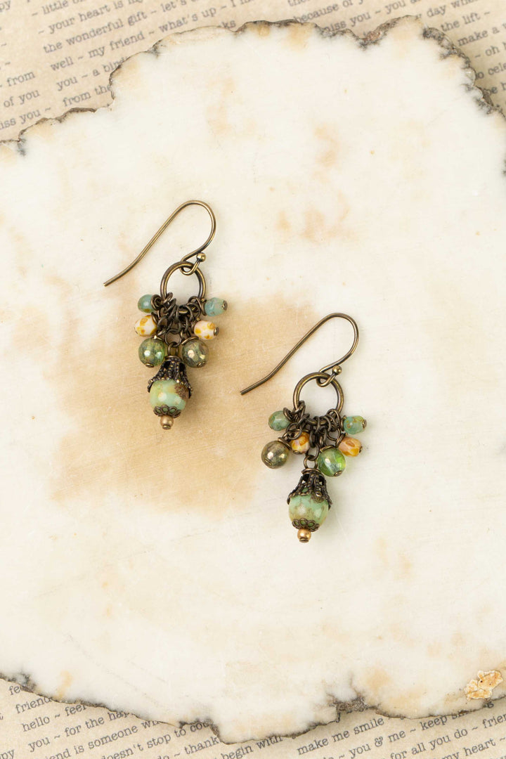 Rustic Creek Czech Glass Cluster Earrings