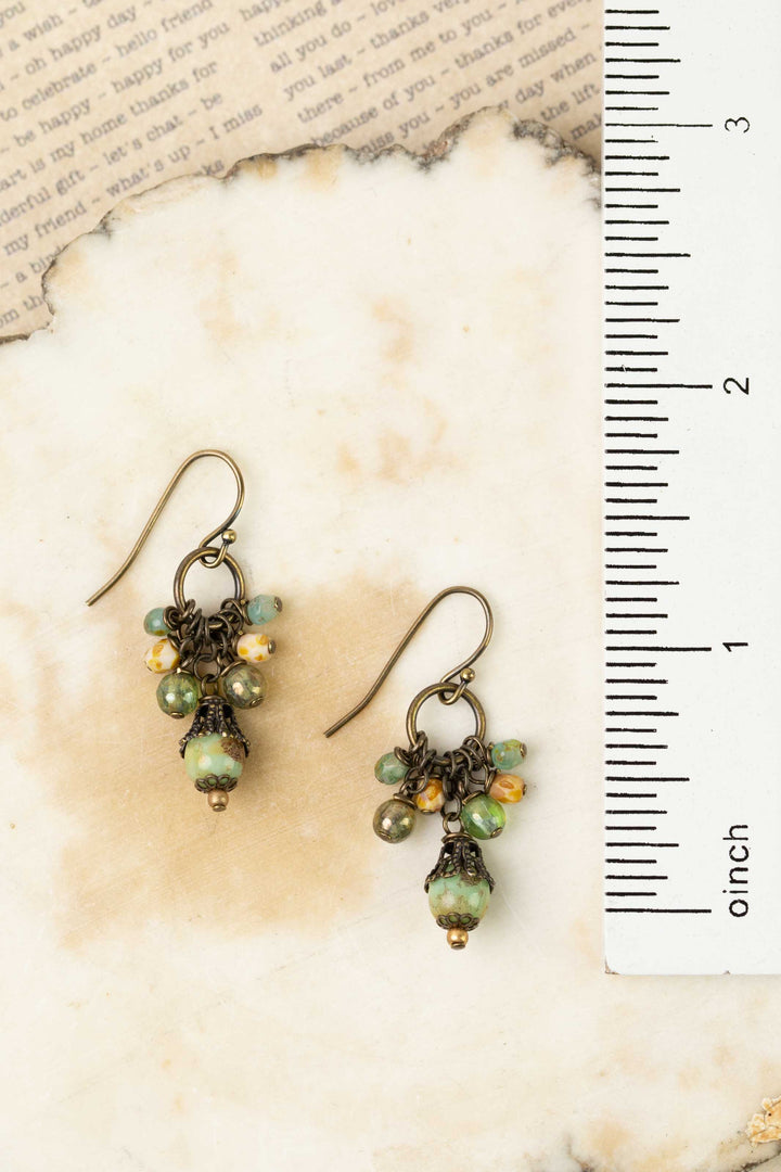 Rustic Creek Czech Glass Cluster Earrings