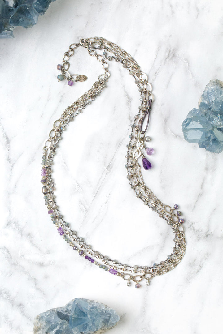 Reflections 24-26" Freshwater Pearl, Labradorite, Gemstone Chain, Crystal Multistrand Necklace