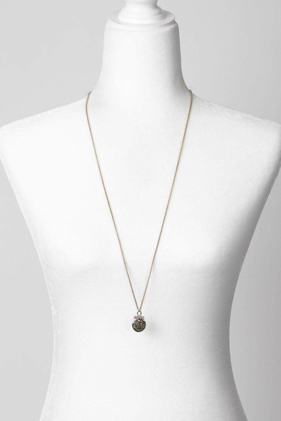 Reflections 17 or 33.5" Lotus Pendant, Freshwater Pearl, Crystal Cluster Necklace