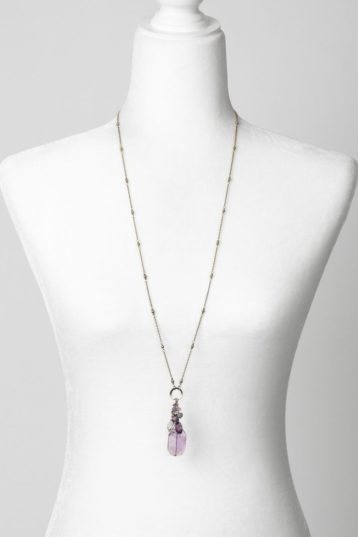 Reflections 17 or 33.5" Amethyst, Czech Glass, Crystal Cluster Necklace