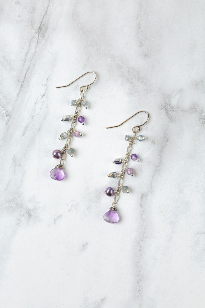 Reflections Amethyst, Crystal, Freshwater Pearl Dangle Earrings