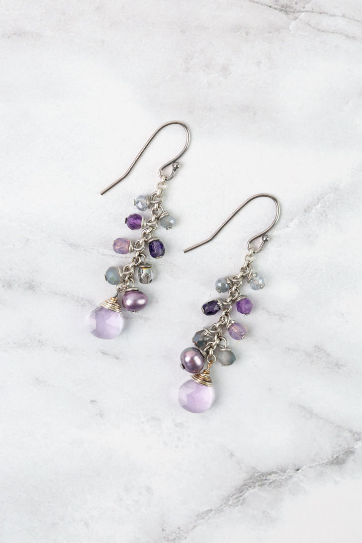 Reflections Amethyst, Crystal, Freshwater Pearl Dangle Earrings