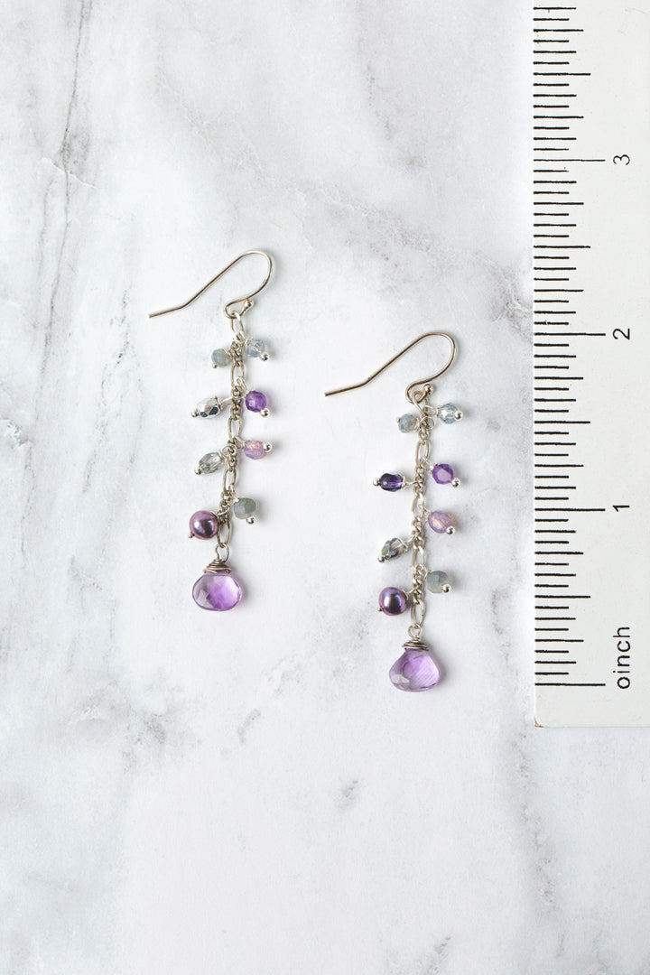 Reflections Amethyst, Crystal, Freshwater Pearl Dangle Earrings