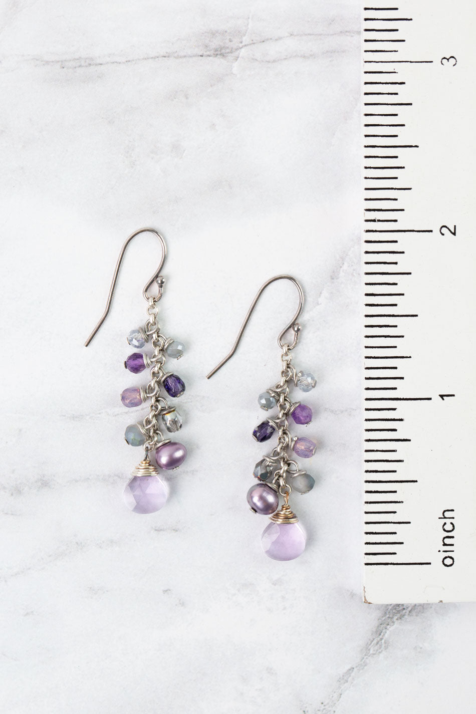 Reflections Amethyst, Crystal, Freshwater Pearl Dangle Earrings