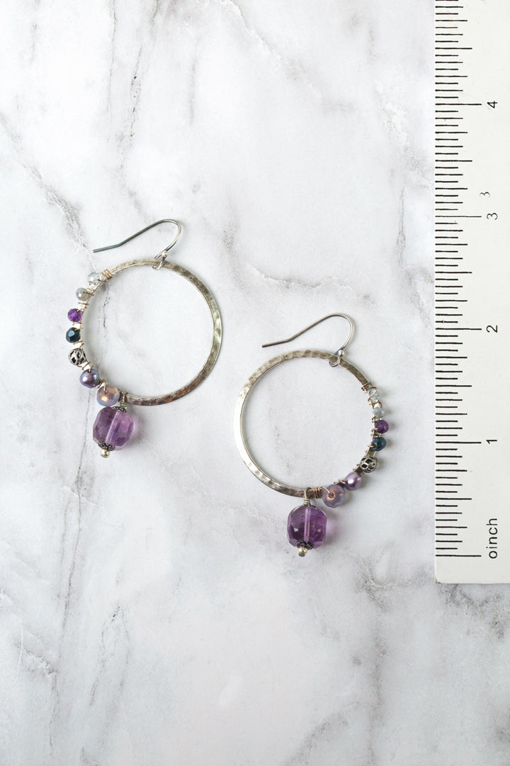 Reflections Amethyst, Crystal, Freshwater Pearl Statement Earrings