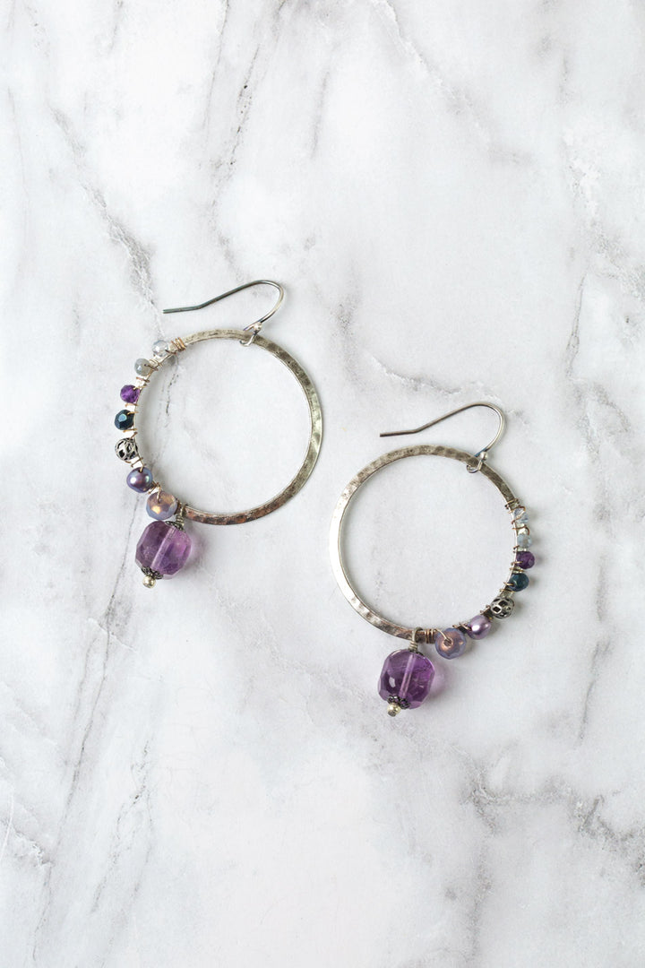 Reflections Amethyst, Crystal, Freshwater Pearl Statement Earrings