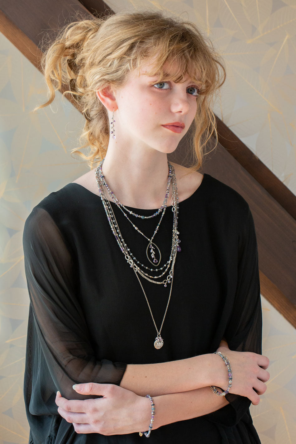 Reflections 16-18" Freshwater Pearl, Czech Glass, Crystal Simple Necklace