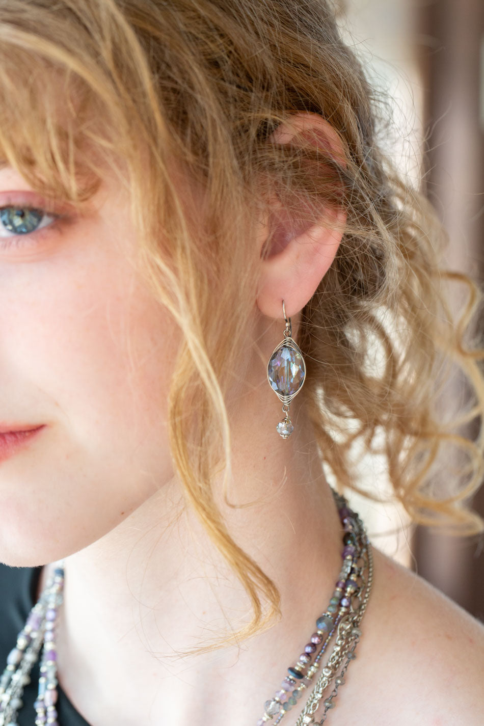 Reflections Crystal Herringbone Earrings