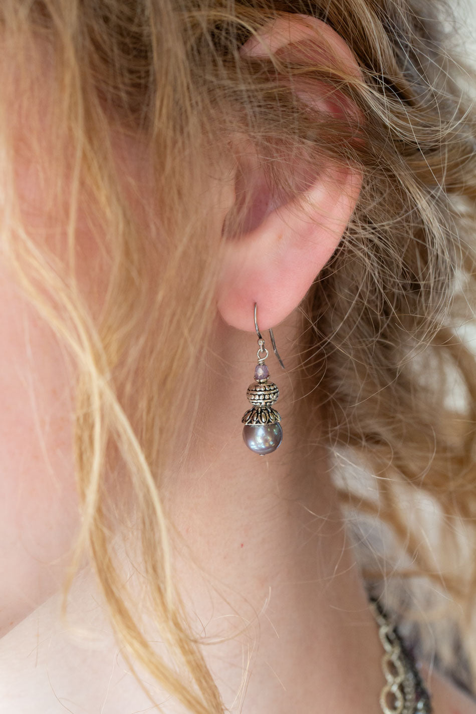 Reflections Pearl, Czech Glass Simple Earrings