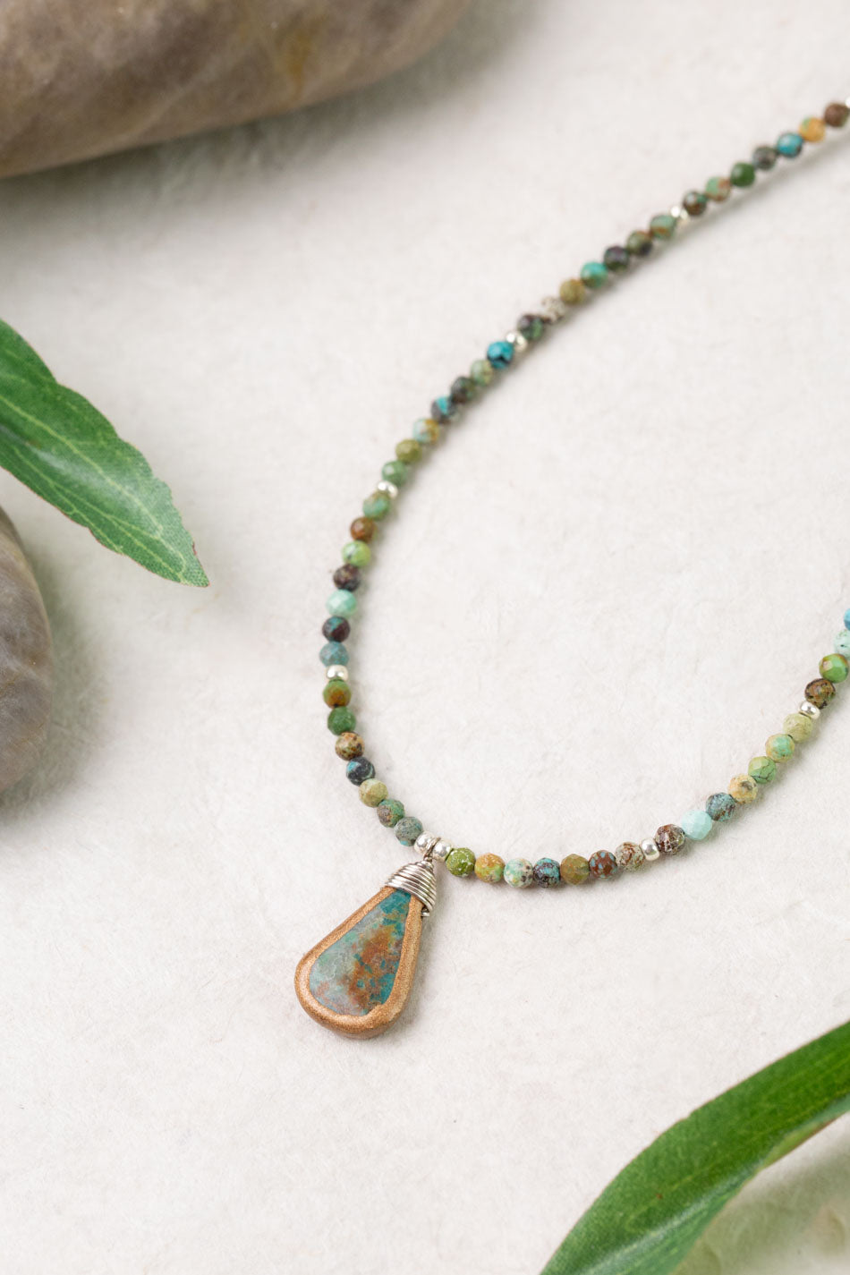 Remedy 15-17" Turquoise Teardrop Bezel Simple Necklace