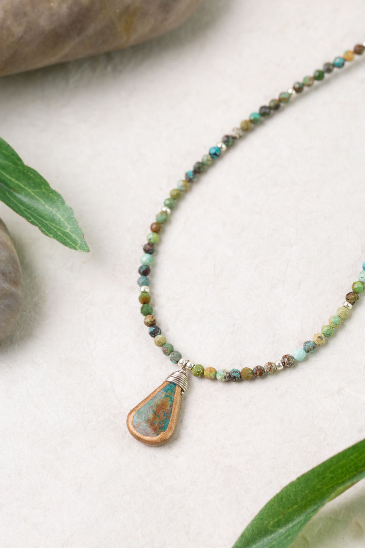 Remedy 15-17" Turquoise Teardrop Bezel Simple Necklace