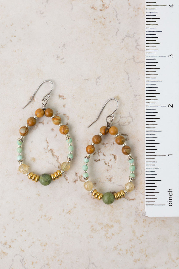 Remedy Turquoise, Jade, Wood Hoop Earrings
