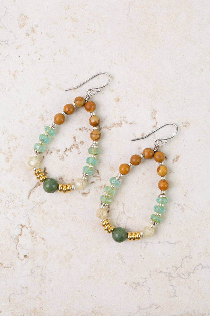 Remedy Turquoise, Jade, Wood Hoop Earrings
