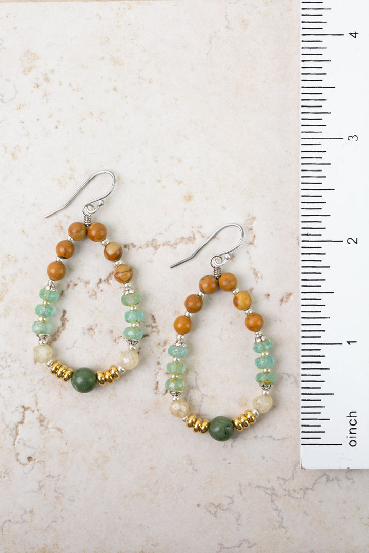 Remedy Turquoise, Jade, Wood Hoop Earrings