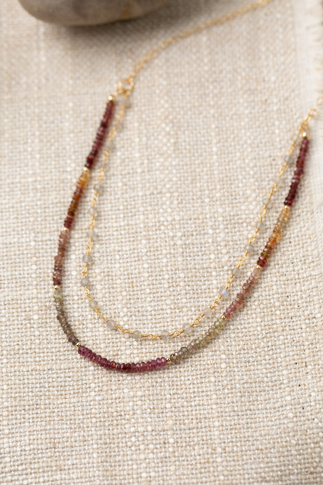 Sapphire 19-21" Labradorite Multistrand Necklace