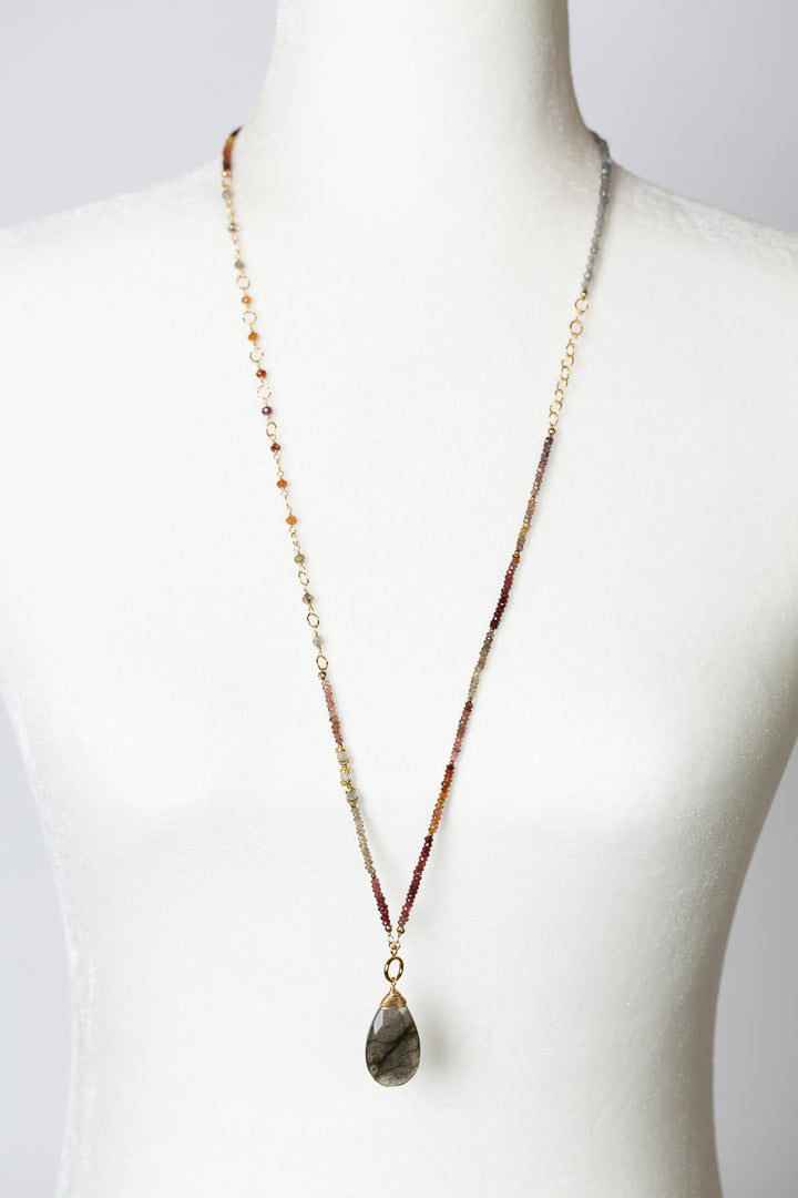 Sapphire 16.25 or 32.5" Labradorite Collage Necklace