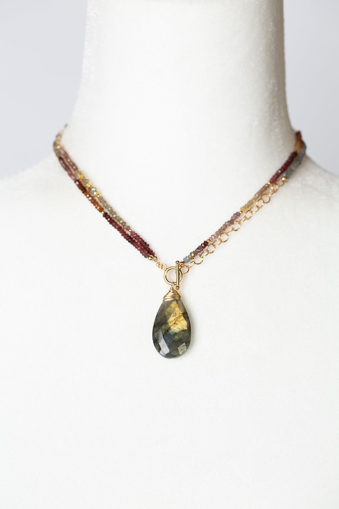Sapphire 16.25 or 32.5" Labradorite Collage Necklace