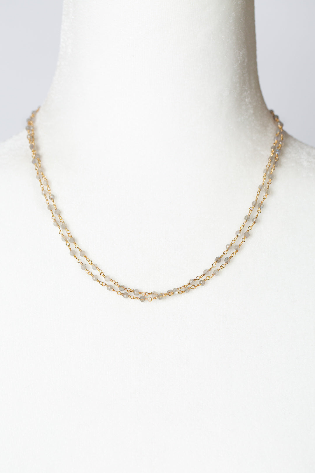 Sapphire 36.5-38.5" Labradorite Simple Necklace