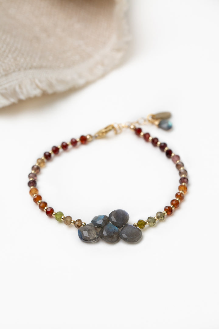 Sapphire 7.5-8.5" Faceted Sapphire With Faceted Labradorite Statement Bracelet