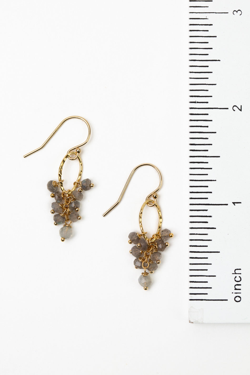 Sapphire Faceted Labradorite Rondelle Dangles Cluster Earrings