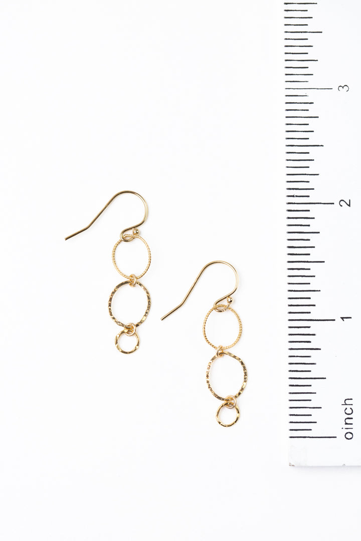 Sapphire Gold Filled Connected Circles Dangle Earrings